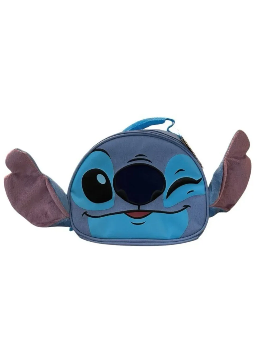 Disney Winking Stitch Insulated Lunch Box Bag Kids Blue Plush Ears  NWT